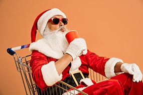 Santa in a Grocery Cart